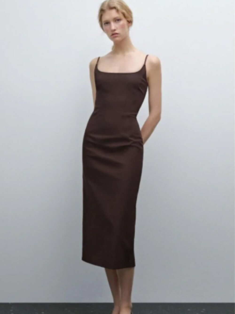 Chocolate Brown Massimo Dutti / Zara Midi Dress XS BNWT